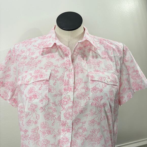 Duck Head Size 1X Top Vintage Floral Cotton Button Up Cottage Country Western - Picture 9 of 14